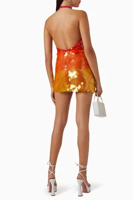 ronny kobo jo sequin dress Ronny Kobo Jo Halter Sequin Ruched Open-Back Mini Dress