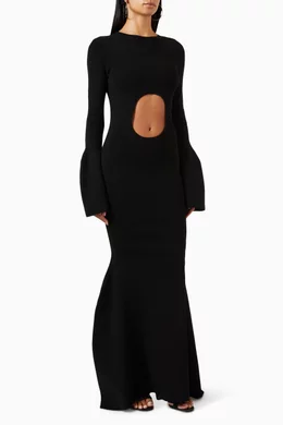 Buy A.W.A.K.E Mode Black Cut-out Maxi Dress in Viscose-knit For Women  Online | Ounass Saudi