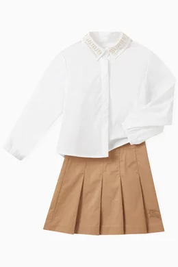 スカート BURBERRY BEIGE COTTON SKIRT Burberry - Beige Cotton Twill Skirt | Childrensalon Outlet