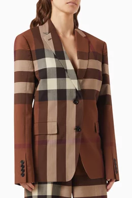 Buy Burberry Blue Lexa Check print Blazer in Wool For Women Online Ounass Saudi