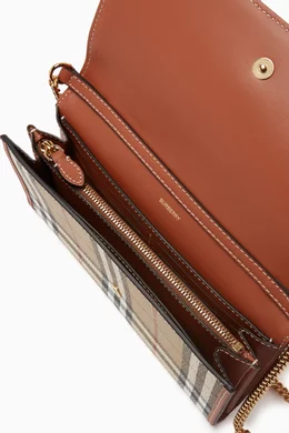Buy Burberry Neutral Hannah Wallet on Chain in Vintage Check Canvas For Women Online Ounass Saudi