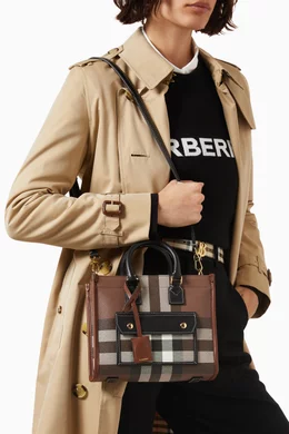 Buy Burberry Brown Mini Freya Tote Bag in Check Canvas Leather For Women Online Ounass Saudi