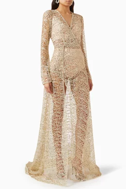 Buy Elle Zeitoune Gold Florence Dress For Women Online | Ounass Saudi
