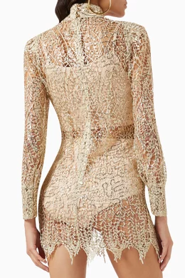 Buy Elle Zeitoune Gold Hayden Mini Dress in Lace For Women Online | Ounass  Saudi