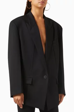 Buy The Attico Black Glen Oversized Blazer in Wool For Women