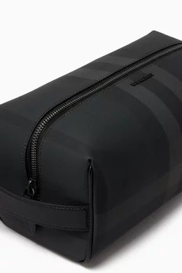 Buy Burberry Grey Vintage Check Wash Bag in Coated Canvas For Men Online Ounass Saudi