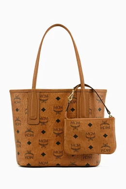 Mcm medium liz reversible visetos leather shopper new arrivals