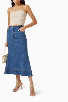 Buy Shona Joy Blue Tovere Flared Panelled Midi Skirt in Denim For Women  Online | Ounass Saudi