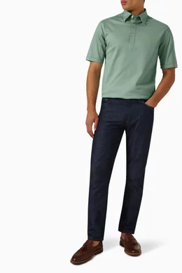 Buy Eton Green Oxford Polo Shirt in Piqué-knit For Men Online