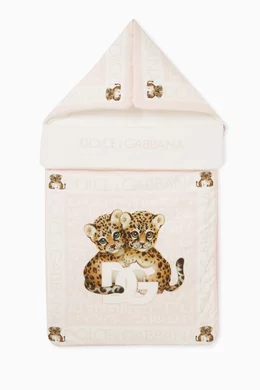 Buy Dolce Gabbana Pink Leopard print Sleeping Bag in Cotton For Baby Girls Online Ounass Saudi