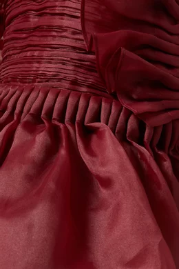 Buy Aje Burgundy Asra Pleated Frill Midi Dress in Organza For Women Online  | Ounass Saudi