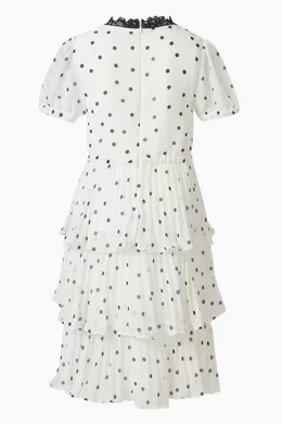 Buy Self Portrait White Tiered Polka Dot Dress in Chiffon For Girls Online  | Ounass Saudi