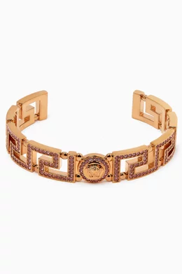 Buy Versace Multicolour Greca Medusa Crystal Cuff Bracelet in Gold