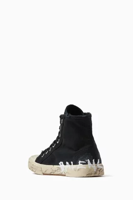 Buy Balenciaga Black Paris High-top Graffiti Sneakers in