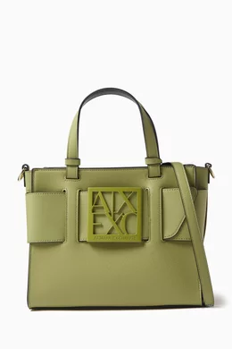 Buy Armani Exchange Green Medium Susy Tote Bag in Faux Leather For