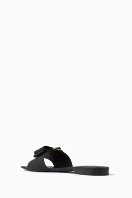 Buy Ferragamo Black Lyana Double Bow Slides in Leather For Women Online Ounass Saudi