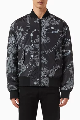 Buy Versace Jeans Couture Black Reversible Logo Bomber Jacket in Nylon For Men Online Ounass Saudi