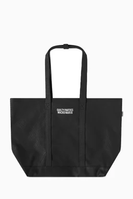 Buy WACKO MARIA Black Logo Tote Bag in Cotton Canvas For Men