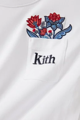 Buy Kith White Floral Pocket T-shirt in Cotton For Girls Online 
