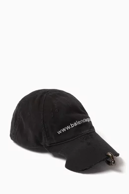 Buy Balenciaga Black Bal.com Front Piercing Cap in Cotton