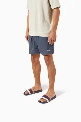 Buy Kith Blue Multi Stripe Serif Slides For Men Online  display picture 3