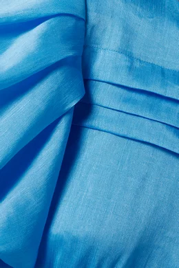 Buy Aje Blue Sylvia Pintuck Midi Dress in Linen For Women Online | Ounass  Saudi