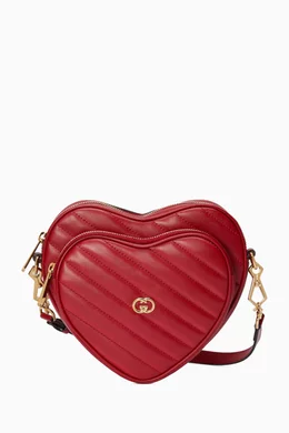 Buy Gucci Red Mini Interlocking G Heart Bag in Matelassé Leather