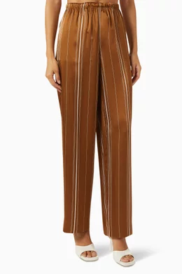 Buy Vince Brown Striped Pants in Satin For Women Online Ounass Saudi