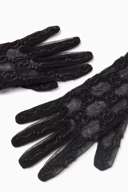 Buy Gucci Black GG Motif Gloves in Tulle For Women Online | Ounass