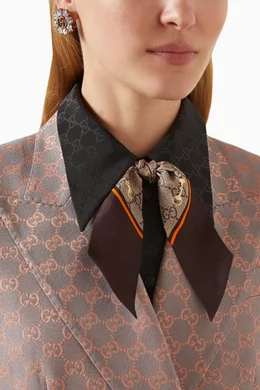 アクセサリーその他 GUCCI GG CHAIN HORSEBIT PRINT SILK NECK BOW Buy Gucci Brown GG-print Horsebit Neck Bow in Silk For Women