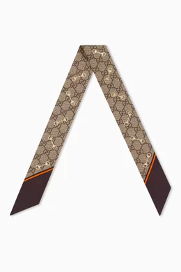 スカーフ Gucci Gg Chain Horsebit Print Silk Neck Bow Printed silk neck bow in pink and multicolor | GUCCI® US