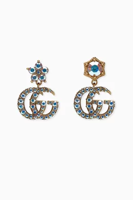 Buy Gucci Multicolour Double G Crystal Drop Earrings For Women
