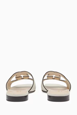 Buy Gucci White Interlock G Cut-Out Sandals in Leather For