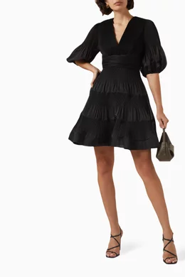 knee length dresses for ladies Pleated Sleeved Mini Dress  Club21.com