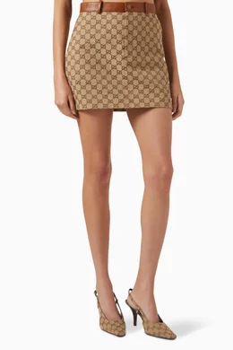 Buy Gucci Brown GG Monogram Mini Skirt in Canvas For Women Online
