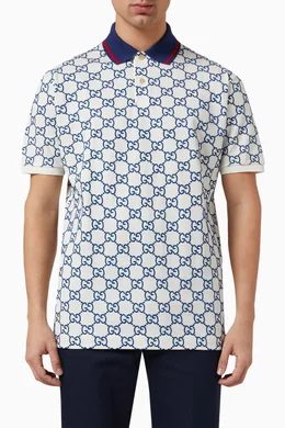 Buy Gucci Blue Polo Shirt in Cotton Piqué For Men Online Ounass