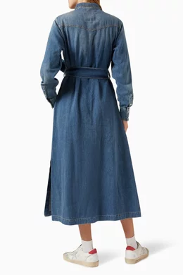 golden goose denim dress Marcia Green Off Shoulder Shirred Glossy Mini Dress, M / Green main image 0