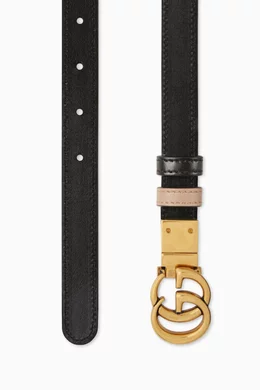 Buy Gucci Neutral GG Marmont Reversible Thin Belt in Leather For Women Online Ounass Saudi