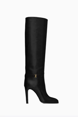 Saint laurent knee high boots hot sale