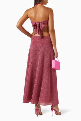 Buy Oseree Pink Lumière O Gem Cut-out Maxi Dress in Lurex