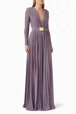 ElisabettaFranchi◆Maxi Dress inDraped Jersey サッシュベルト Buy Elisabetta Franchi Black Sash Belt Maxi Dress in Draped