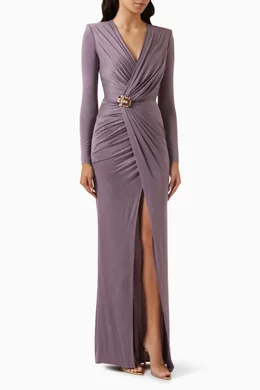 ワンピース ELISABETTA FRANCHI Woman Dress Violet AB628 AS6 Buy Elisabetta Franchi Purple Belted Maxi Dress in Lurex