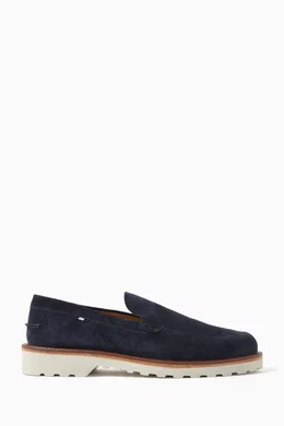 Buy Bally Blue Novald Loafers in Suede For Men Online  display picture 2