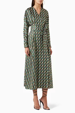 Buy Max Mara Multicolour Corone Printed Wrap Dress in Silk For