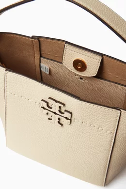 Buy Tory Burch White Small McGraw Bucket Bag in Leather For