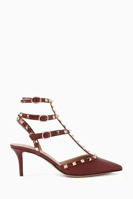 Buy Valentino Garavani Red Rockstud 65 Pumps in Grainy Leather For Women Online Ounass Saudi