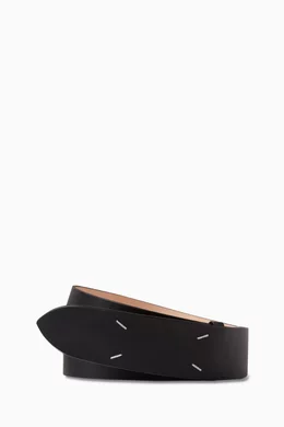 Buy Maison Margiela Black Four Stitches Belt in Leather For
