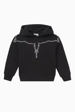 Buy Marcelo Burlon Black Embellished Stitch Wings Hoodie in Cotton For Boys Online Ounass Saudi