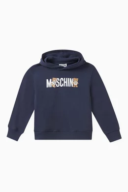 Buy Moschino Blue Teddy Logo Hoodie in Cotton jersey For Boys Online Ounass Saudi