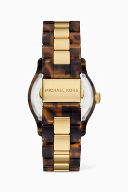 Buy Michael Kors Brown Runway Quartz Tortoiseshell Acetate Stainless Steel Watch 28mm For Women Online Ounass Saudi
